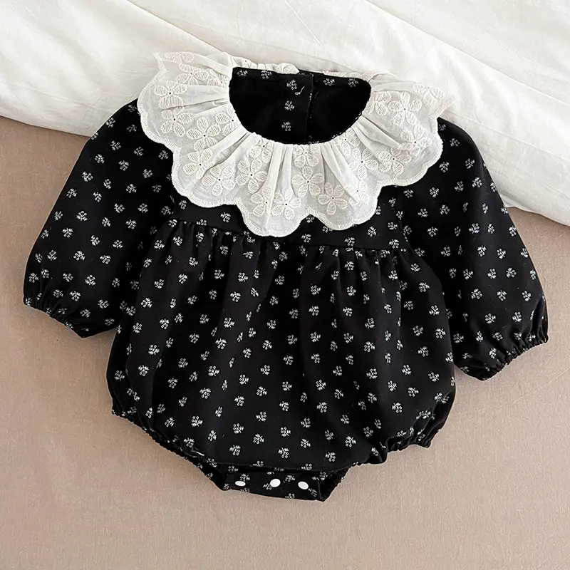 Baby Girl Clothes Flower Spring Soft Cotton Romper Newborn Petal Collar Baby Girl Long Sleeves Romper Fashion Infant Clothing