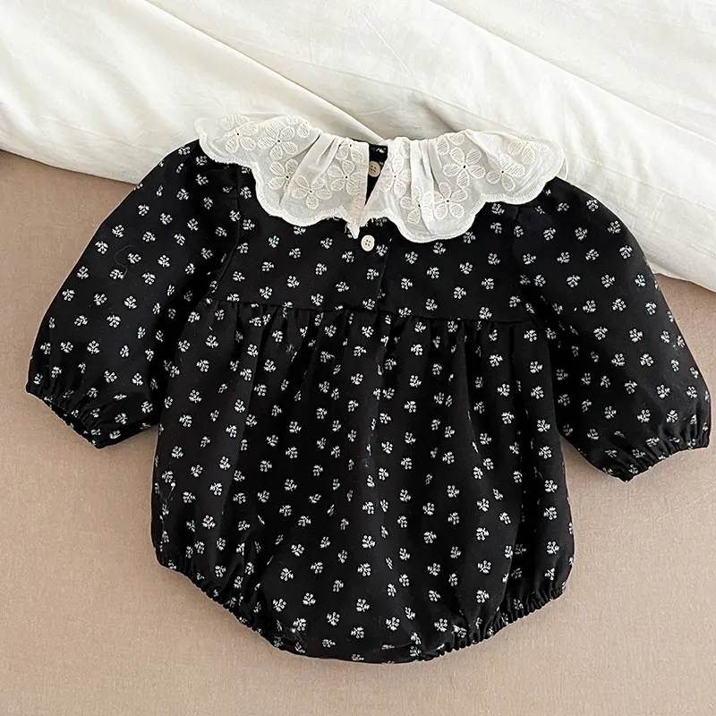 Baby Girl Clothes Flower Spring Soft Cotton Romper Newborn Petal Collar Baby Girl Long Sleeves Romper Fashion Infant Clothing