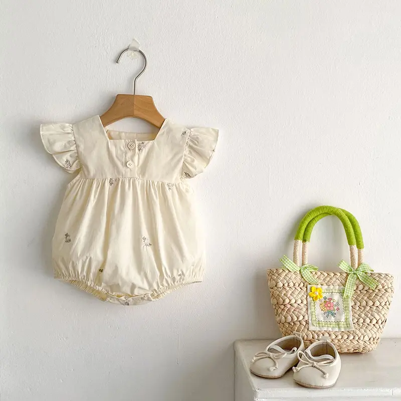 Summer Baby Girl Romper Flying Sleeve Clothes Sweet Lace New Newborn Baby Rompers Girls Jumpsuit Embroidered Flowers Baby Romper