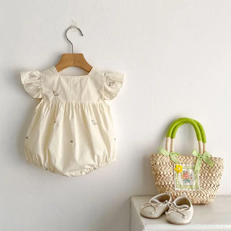 Summer Baby Girl Romper Flying Sleeve Clothes Sweet Lace New Newborn Baby Rompers Girls Jumpsuit Embroidered Flowers Baby Romper