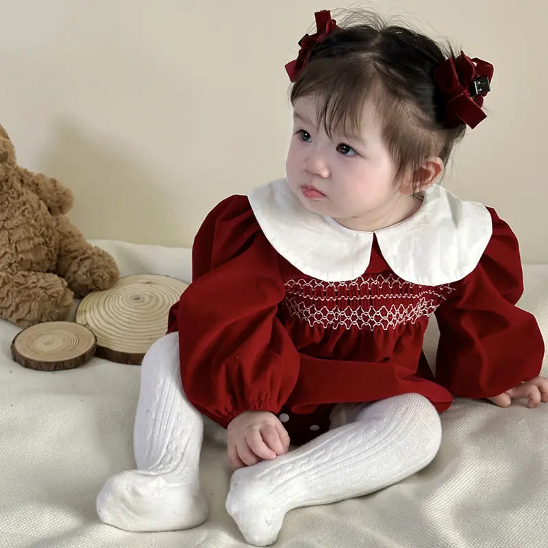 2024 Toddler Romper New Year's Gift Christmas Newborn Baby Girls Romper Girls Cute Corduroy Suspender Rompers Baby Kids Clothing