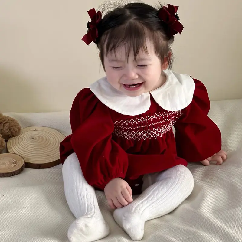 2024 Toddler Romper New Year's Gift Christmas Newborn Baby Girls Romper Girls Cute Corduroy Suspender Rompers Baby Kids Clothing