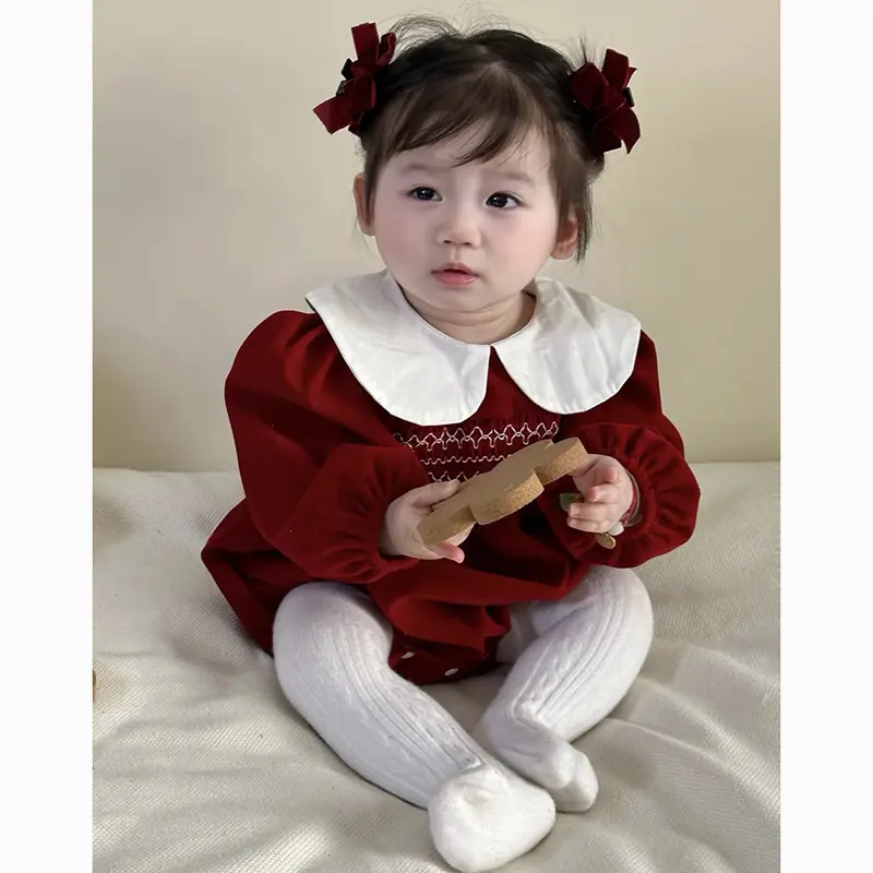2024 Toddler Romper New Year's Gift Christmas Newborn Baby Girls Romper Girls Cute Corduroy Suspender Rompers Baby Kids Clothing