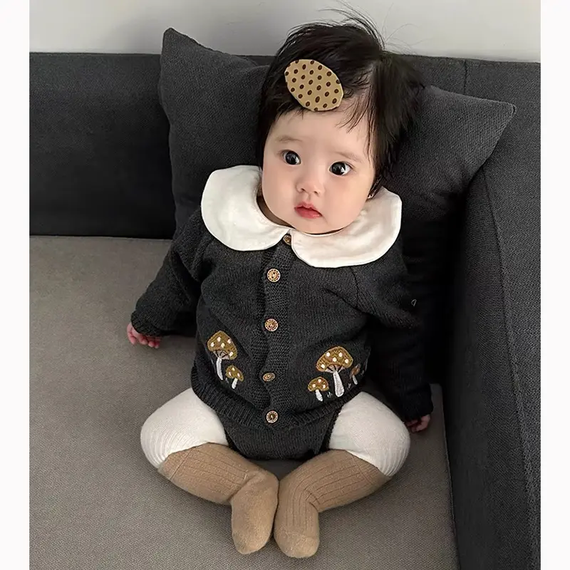 New Autumn Infant Romper Baby Girls Knitted Jumpsuit+Hat Sleeveless Embroidery Toddler Baby Girl Knitting Romper Baby Clothing