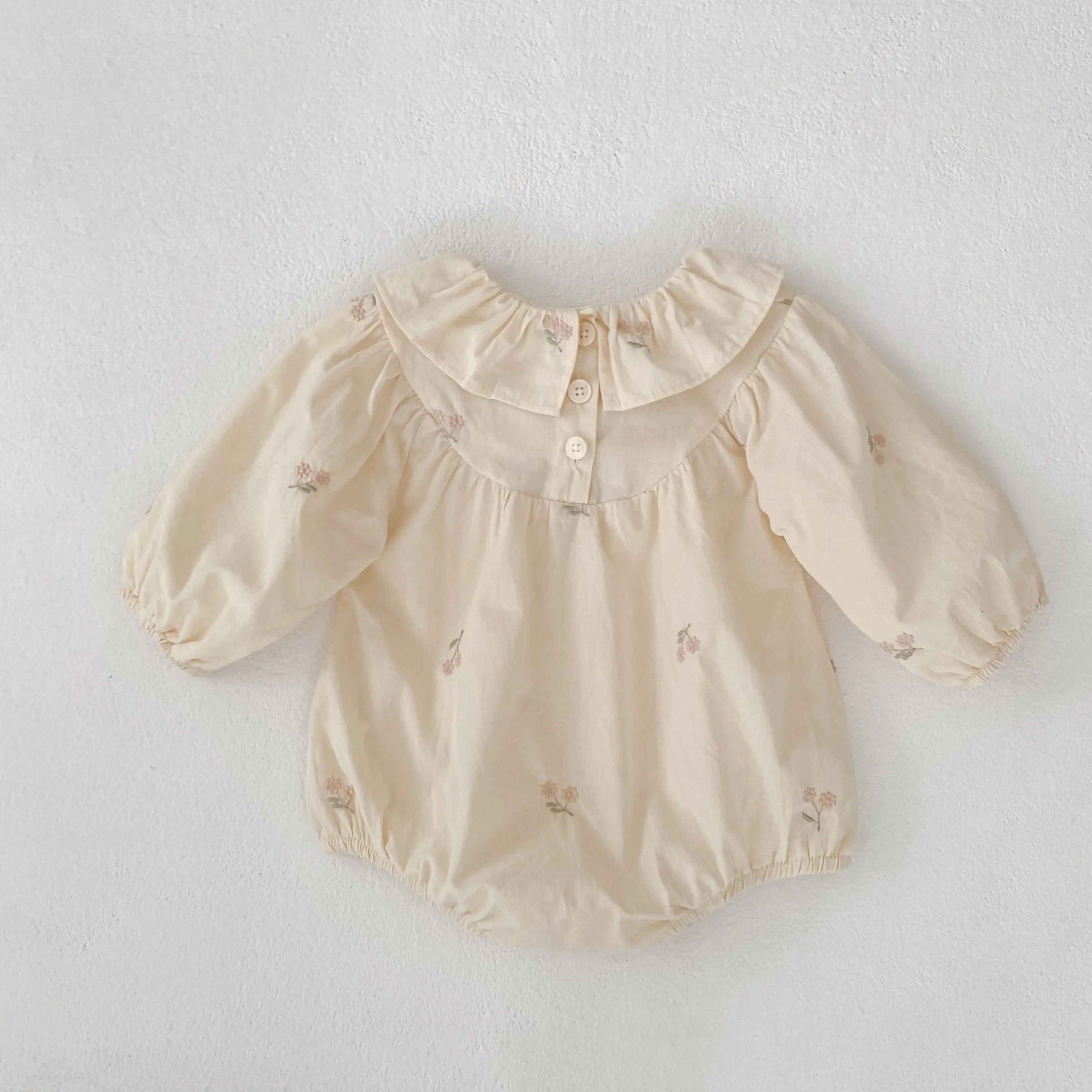 0-2Yrs Girls Romper Newborn Clothes Princess New Baby Girl Autumn Clothes Embroidered Lapel Lace Long Sleeve Baby Thin Jumpsuit