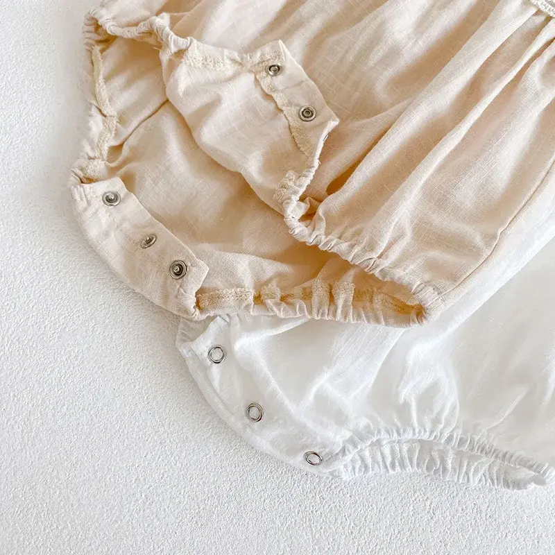 2025 New Girl Romper Summer Children Clothes Climbing Suit Embroidered Princess Cotton Lace Splicing Newborn Baby Girl Romper