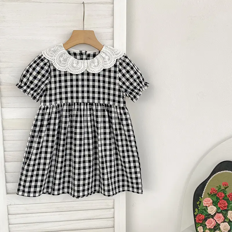 0-6Y Sister Clothes Dress Summer Newborn Baby Girls Sister Grid Dress Toddler Jumpsuit Baby Clothes Infant Girls Children Dress