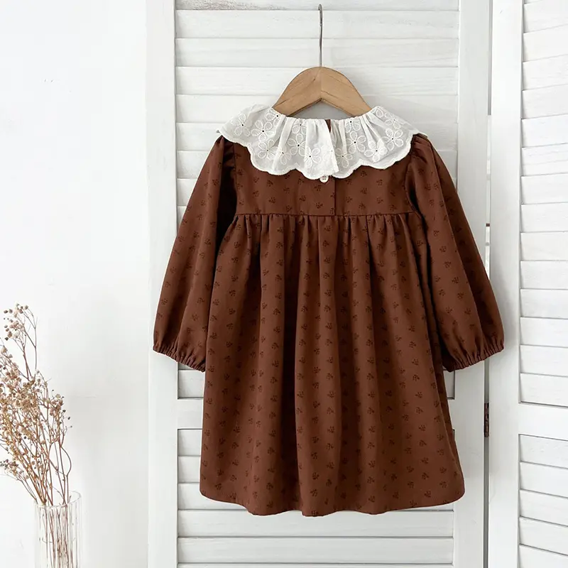 2025 Autumn Sister Clothes Kids Princess Dresses Baby Girls Retro Dress Romper Flowers Dress Cotton Baby Girl Clothing Suit