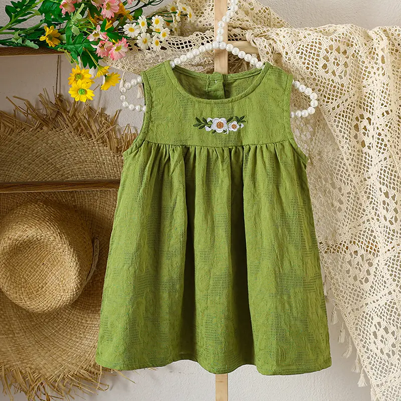 1-6Yrs Kids Clothing Summer Embroidered Cotton Baby Girls Dress Fashion Casual Vest Princess Dress Comfort Children Girl's Dress