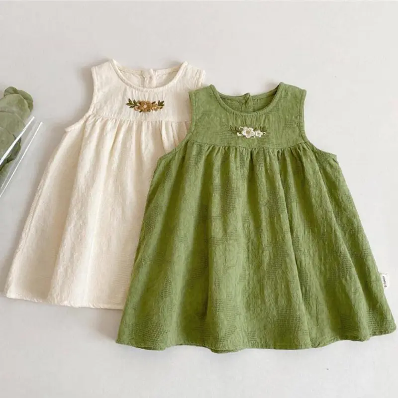 1-6Yrs Kids Clothing Summer Embroidered Cotton Baby Girls Dress Fashion Casual Vest Princess Dress Comfort Children Girl's Dress