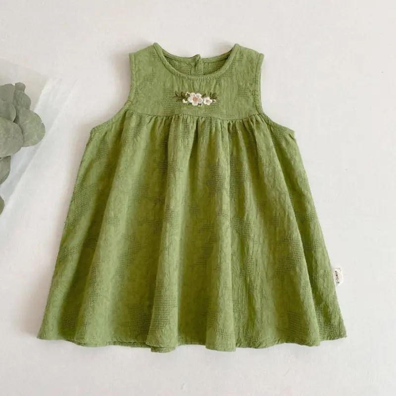 1-6Yrs Kids Clothing Summer Embroidered Cotton Baby Girls Dress Fashion Casual Vest Princess Dress Comfort Children Girl's Dress