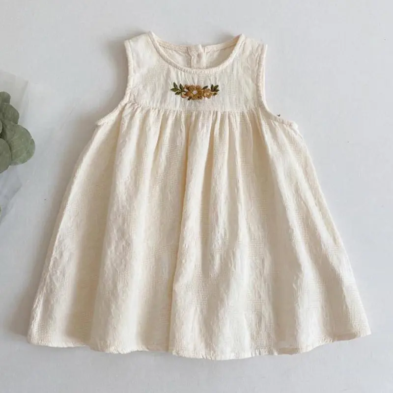 1-6Yrs Kids Clothing Summer Embroidered Cotton Baby Girls Dress Fashion Casual Vest Princess Dress Comfort Children Girl's Dress