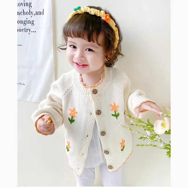 Baby Sweater Knit Infant Boy Girl Cardigan Fashion Cute Embroidery Newborn Girls Clothes Long Sleeve Autumn Cardigan Outerwear