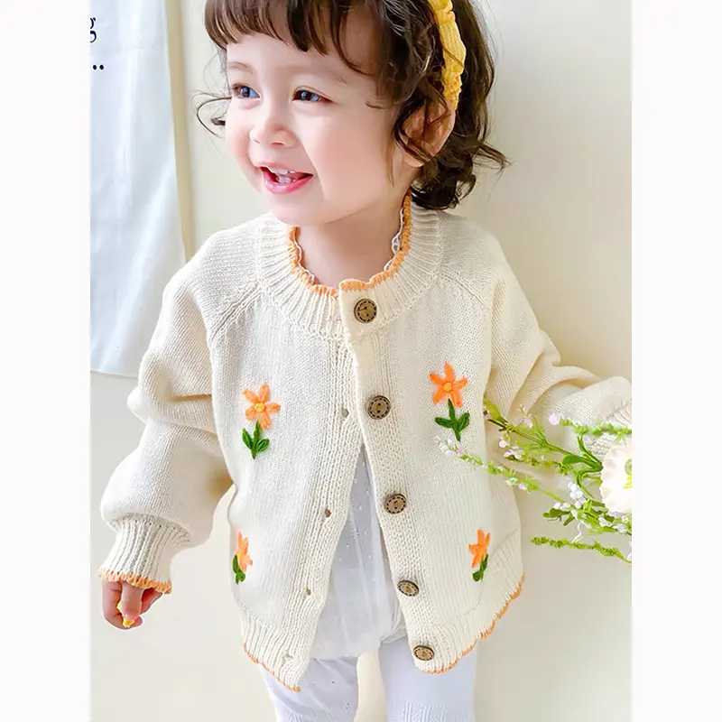 Baby Sweater Knit Infant Boy Girl Cardigan Fashion Cute Embroidery Newborn Girls Clothes Long Sleeve Autumn Cardigan Outerwear