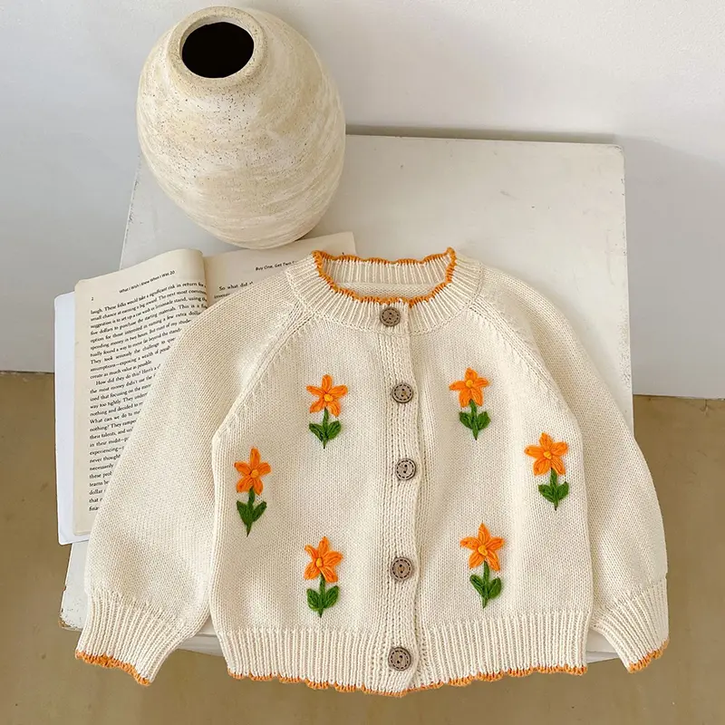 Baby Sweater Knit Infant Boy Girl Cardigan Fashion Cute Embroidery Newborn Girls Clothes Long Sleeve Autumn Cardigan Outerwear