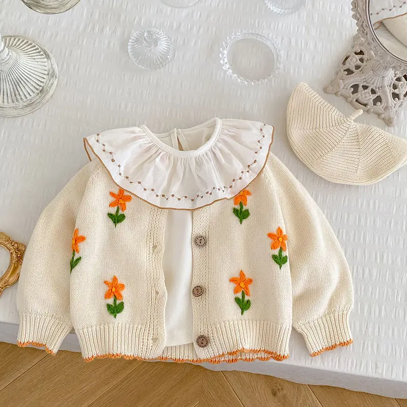 Baby Sweater Knit Infant Boy Girl Cardigan Fashion Cute Embroidery Newborn Girls Clothes Long Sleeve Autumn Cardigan Outerwear