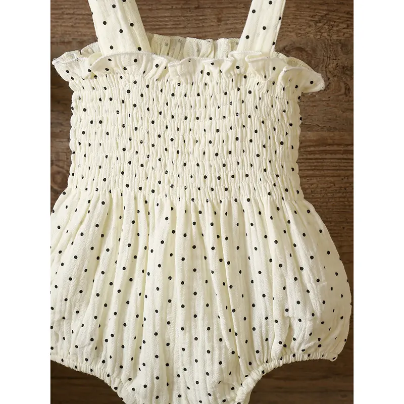 New Baby Cotton Sleeveless Rompers Dot Clothes Newborn Girls Clothes Toddlers Flower Bow Kids One-pieces Bodysuits Summer Outfit