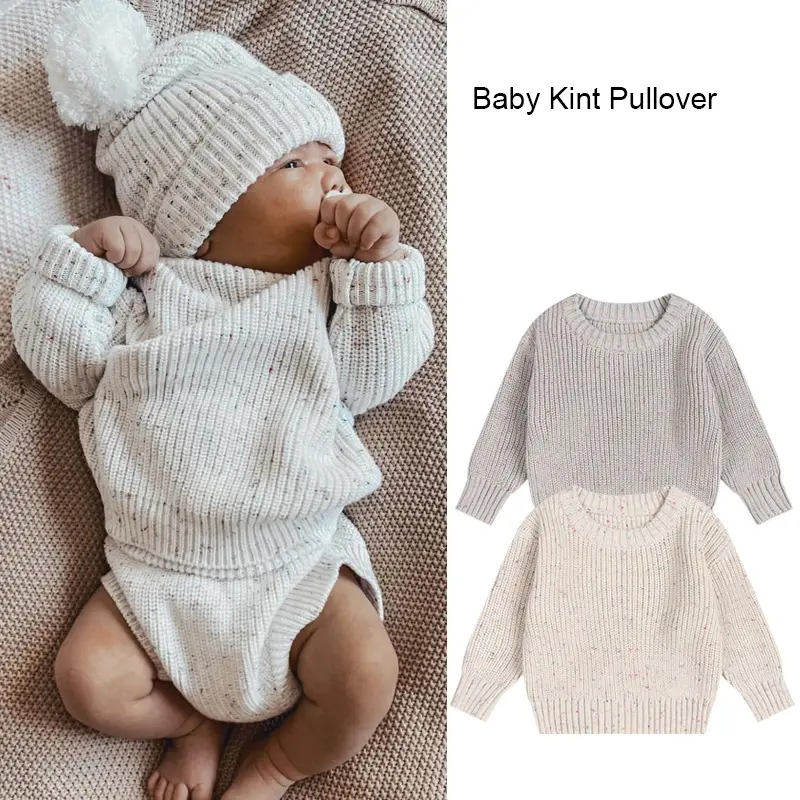 Autumn Kids Sweaters Solid Chunky Knit Girls Sweater Brief Spring Winter Long Sleeve Boys Pullover Warm Knitwear Baby Clothes
