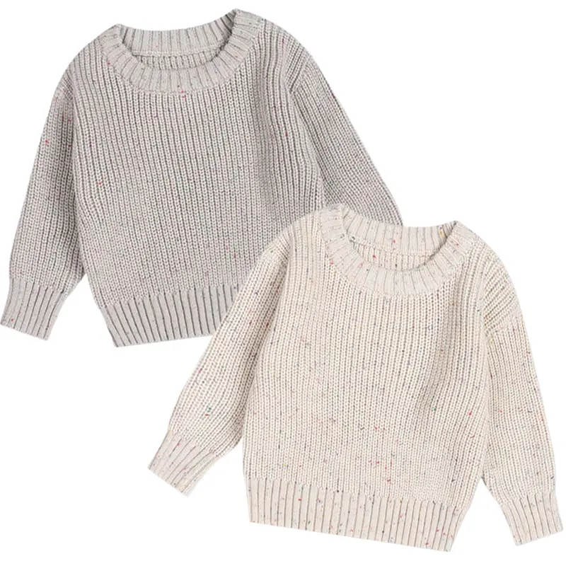 Autumn Kids Sweaters Solid Chunky Knit Girls Sweater Brief Spring Winter Long Sleeve Boys Pullover Warm Knitwear Baby Clothes