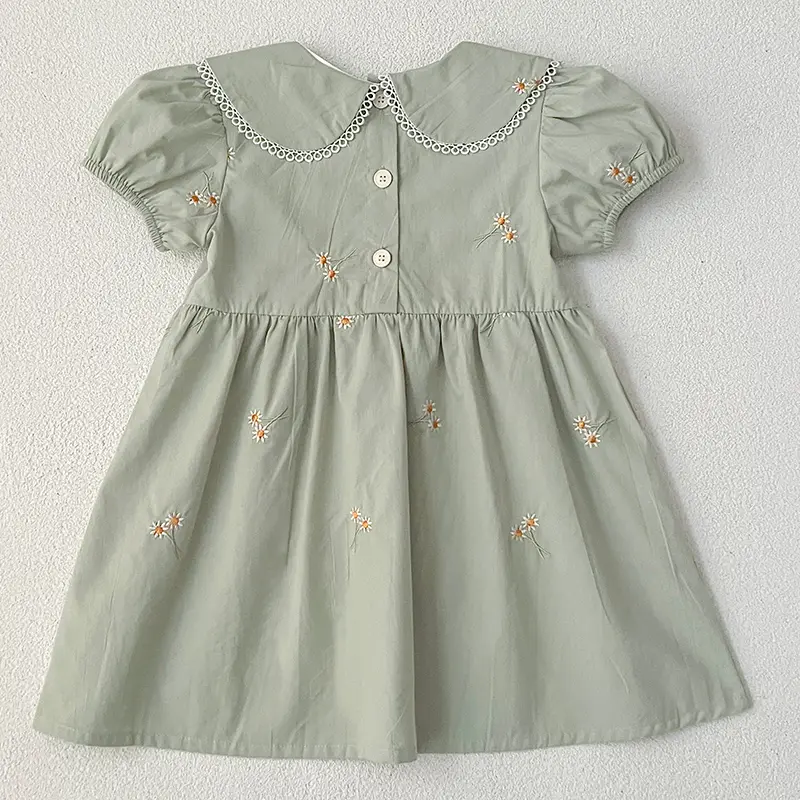 Girls Summer Dress Kids Princess Birthday Dresses Embroidered Daisy Dress Puff Sleeved Elegant Baby Children Clothes Vestidos