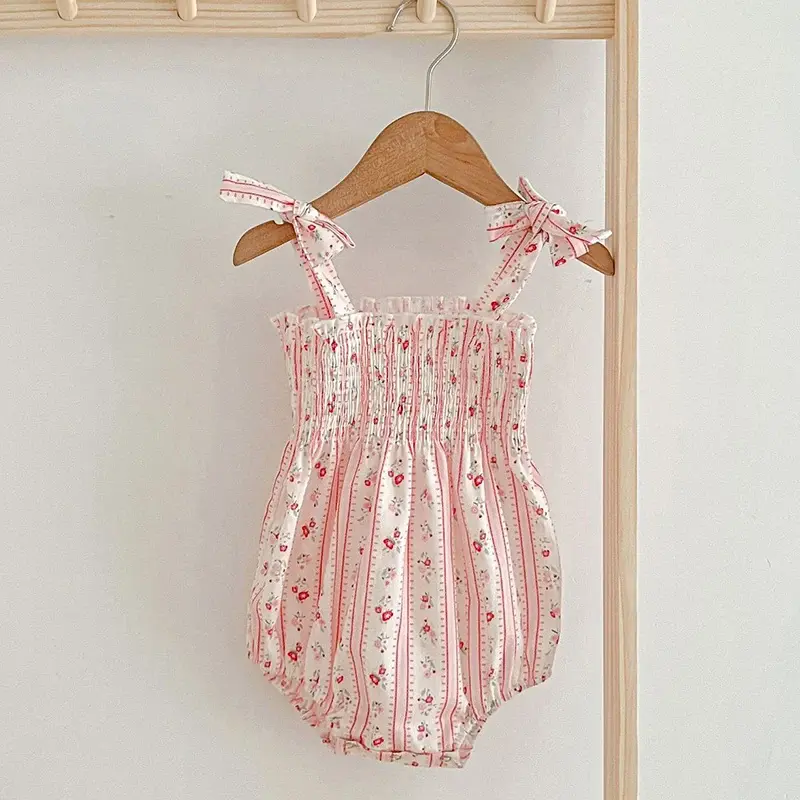 2025 New Toddler Baby Girls Jumpsuit Summer 0-24M Children Clothes Sleeveless Cotton Floral Printing Newborn Baby Girl Romper