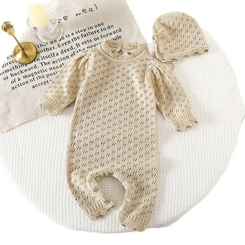 Newborn Girl Knitting Bodysuits Hollowed Out Clothing Infant Baby Girls Jumpsuit One piece Outfit Toddler Baby Girl Clothes