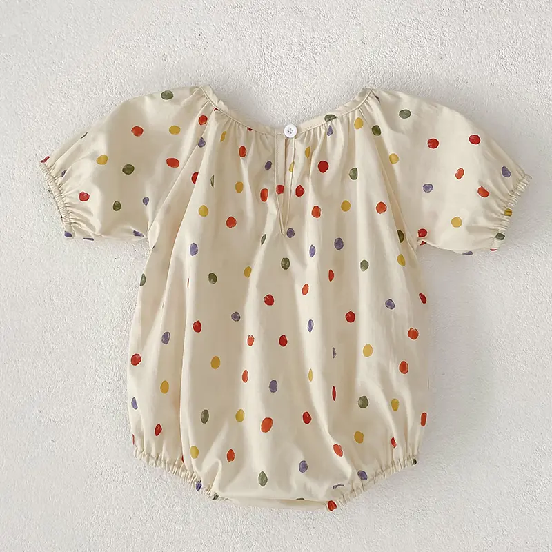 0-24M Bodysuit Summer Cute Baby Jumpsuit Girls Colored Dots Bodysuits Newborn Baby Girls Cotton Kids Infant Princess One-pieces