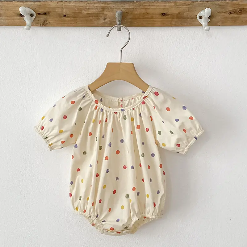 0-24M Bodysuit Summer Cute Baby Jumpsuit Girls Colored Dots Bodysuits Newborn Baby Girls Cotton Kids Infant Princess One-pieces