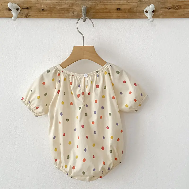 0-24M Bodysuit Summer Cute Baby Jumpsuit Girls Colored Dots Bodysuits Newborn Baby Girls Cotton Kids Infant Princess One-pieces