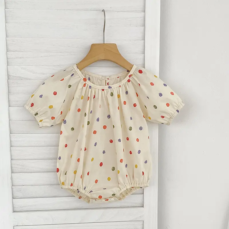 0-24M Bodysuit Summer Cute Baby Jumpsuit Girls Colored Dots Bodysuits Newborn Baby Girls Cotton Kids Infant Princess One-pieces