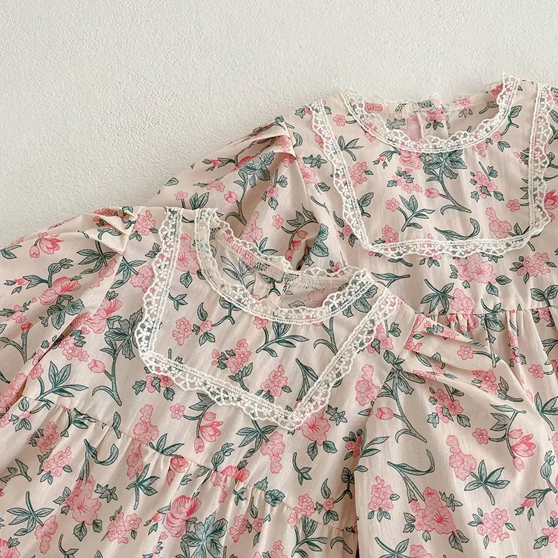 Spring New Kids Baby Girls Long Sleeve Sweet Flower Printing Princess Dress Autumn Baby Girls Dress Children Clothes Dress