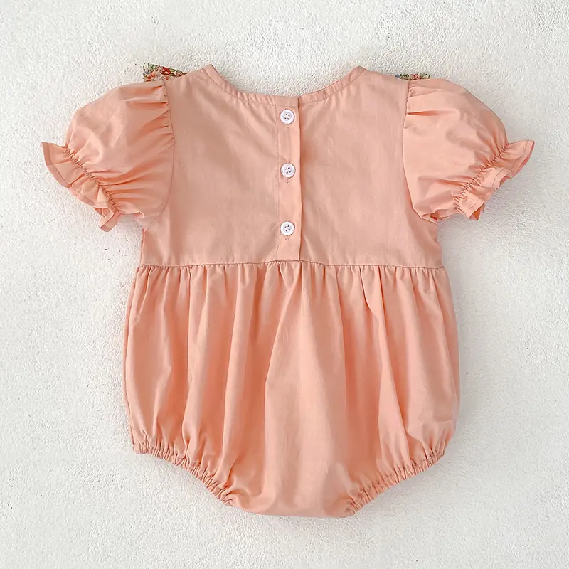 Baby Clothing Summer Newborn Clothing Pink Floral Romper Baby Girls Cotton Jumpsuits Short Sleeve Sunsuits 0-2Y Infant Rompers