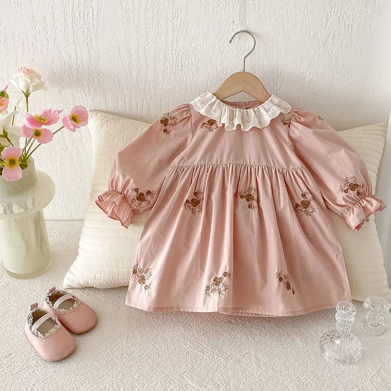 2025 Summer Girls Ruffled Fly-sleeve Dress Children's Baby Floral Princess Dress Spring Little Girls Casual Cute Clothes Dress