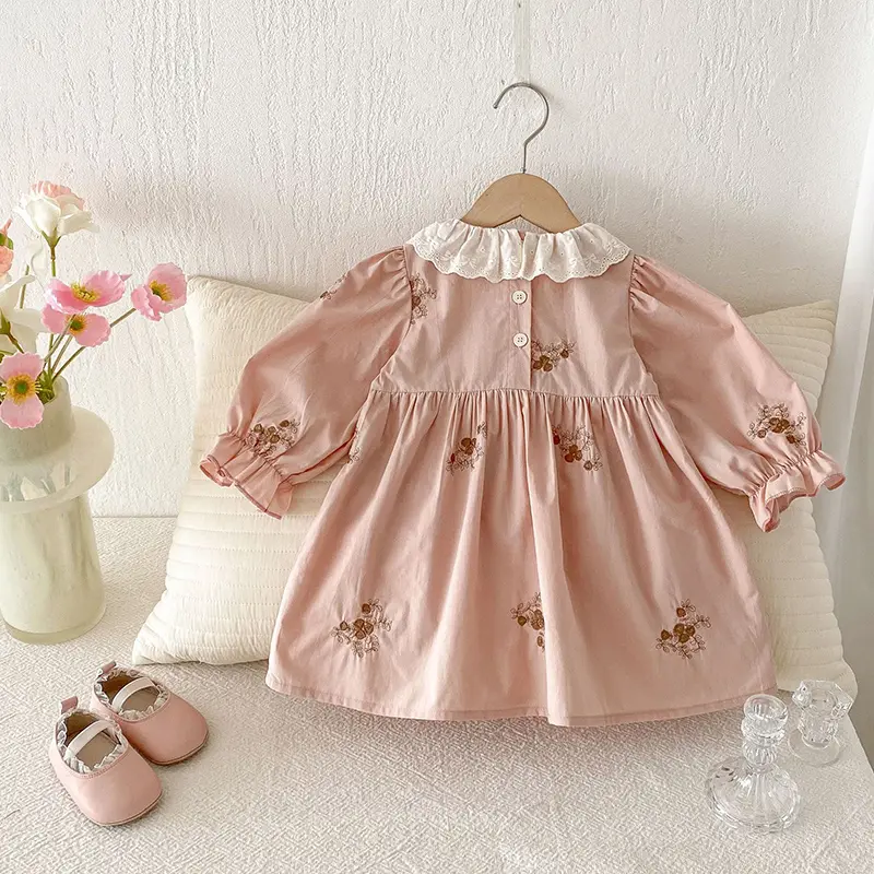 2025 Summer Girls Ruffled Fly-sleeve Dress Children's Baby Floral Princess Dress Spring Little Girls Casual Cute Clothes Dress