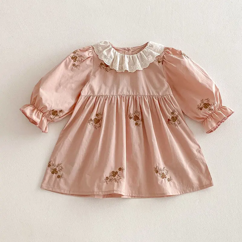 2025 Summer Girls Ruffled Fly-sleeve Dress Children's Baby Floral Princess Dress Spring Little Girls Casual Cute Clothes Dress