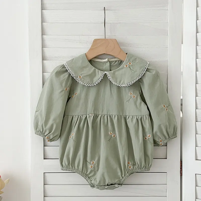 Spring Newborn Girls Romper Baby Clothes Baby Embroidered Flowers Romper Long Sleeve Jumpsuit Climb Clothes Baby Cotton Clothing