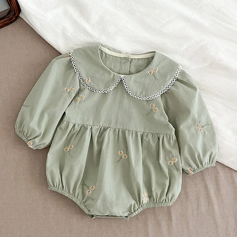 Spring Newborn Girls Romper Baby Clothes Baby Embroidered Flowers Romper Long Sleeve Jumpsuit Climb Clothes Baby Cotton Clothing