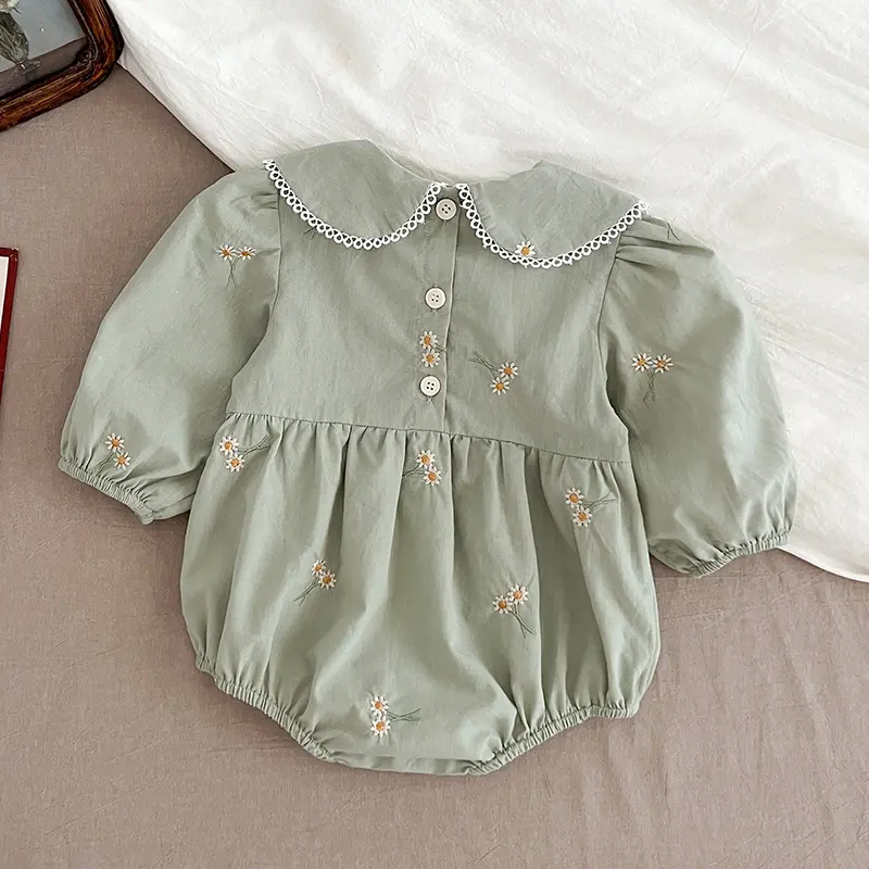 Spring Newborn Girls Romper Baby Clothes Baby Embroidered Flowers Romper Long Sleeve Jumpsuit Climb Clothes Baby Cotton Clothing