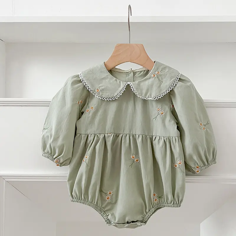 Spring Newborn Girls Romper Baby Clothes Baby Embroidered Flowers Romper Long Sleeve Jumpsuit Climb Clothes Baby Cotton Clothing