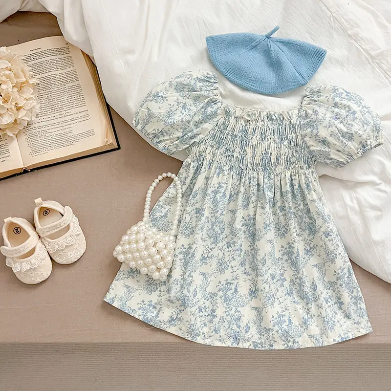 Girls Sister Clothes Summer Sister Newborn Toddler Baby Girls Lace Jumpsuit Sweet Baby Girls Blue Flowers Kids Princess Dress