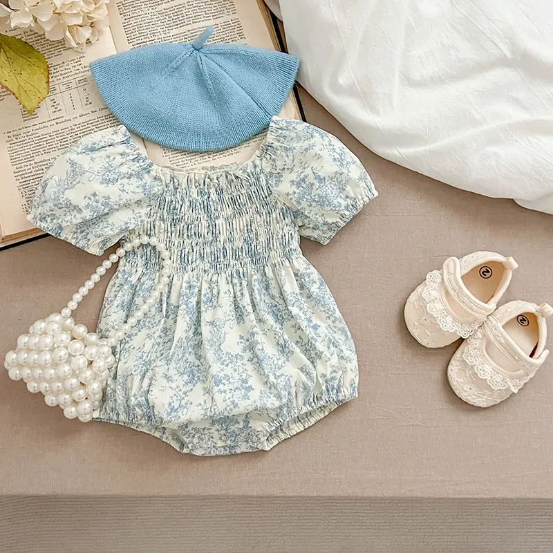 Girls Sister Clothes Summer Sister Newborn Toddler Baby Girls Lace Jumpsuit Sweet Baby Girls Blue Flowers Kids Princess Dress