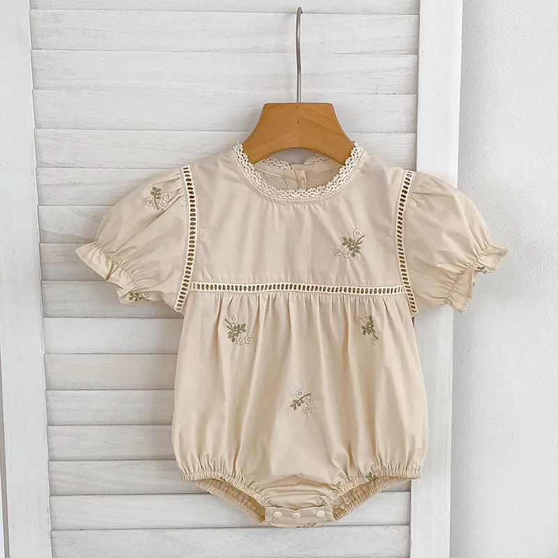 Sisters Clothes Infant Baby Girls Lace Collar Dress Rompers Kids Girls Embroider Flower Princess Dress Family Clothes Rompers