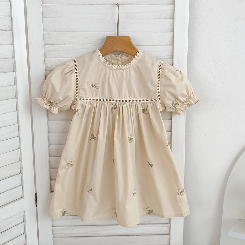 Sisters Clothes Infant Baby Girls Lace Collar Dress Rompers Kids Girls Embroider Flower Princess Dress Family Clothes Rompers