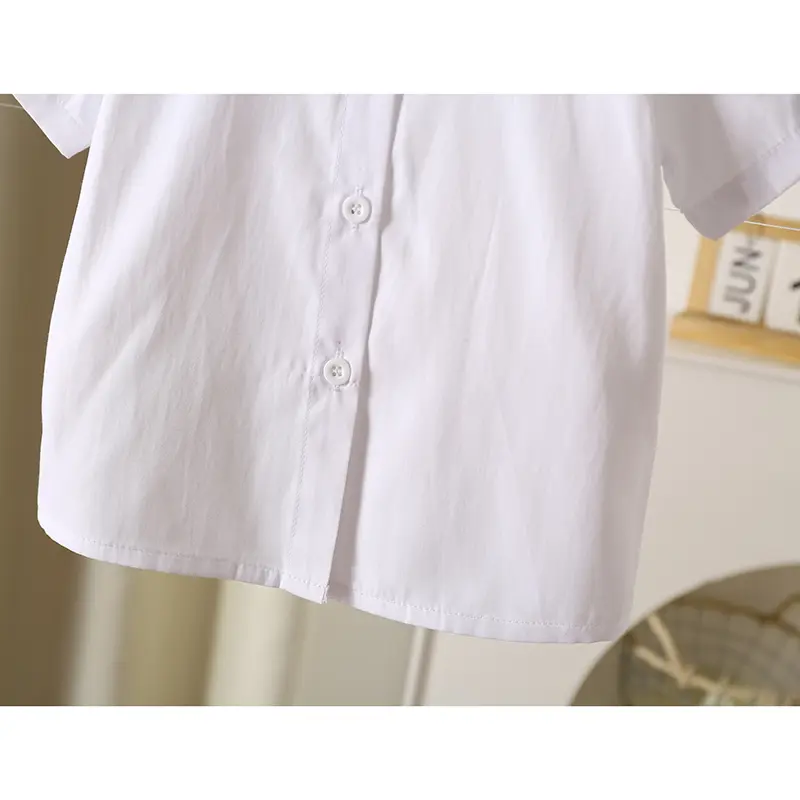 Summer Girl Clothing Short Sleeved Girl'S White Shirt Sweet Girl School Uniform Cotton Children'S School Clothing Simple Shirt