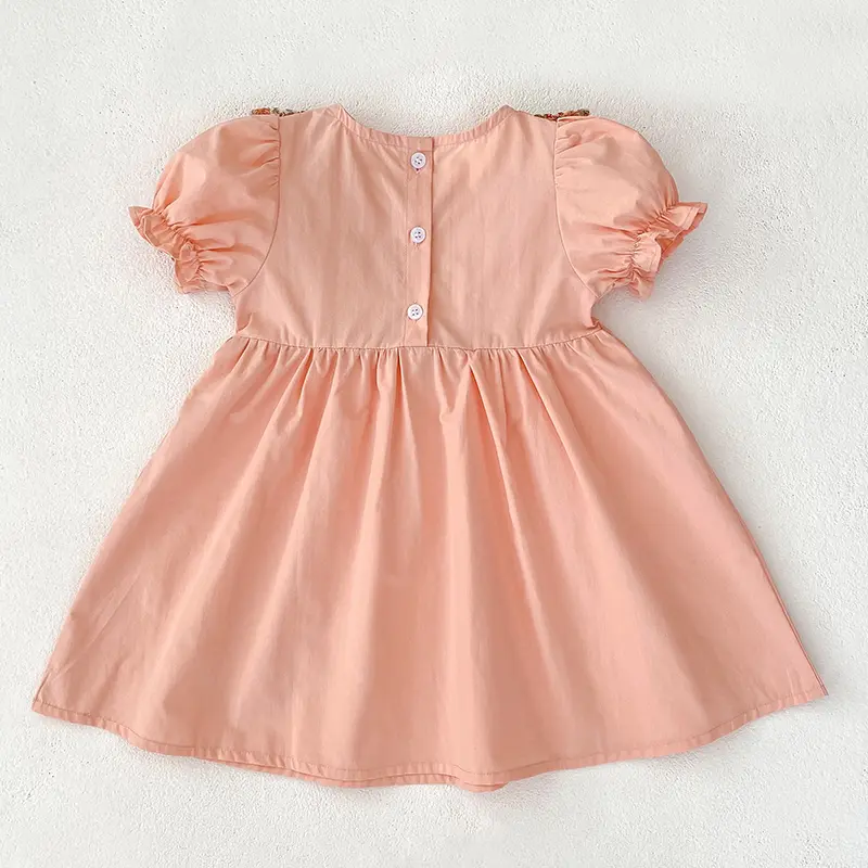 Girls Casual Dresses Flower Print Doll Collar Dress with Bow Flower Girl Dresses Kids Clothes Princess Butterfly Girls Clothes