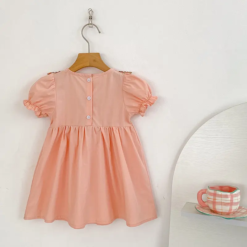 Girls Casual Dresses Flower Print Doll Collar Dress with Bow Flower Girl Dresses Kids Clothes Princess Butterfly Girls Clothes