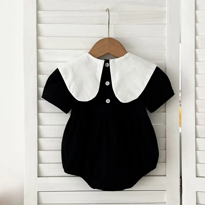 New Baby Girls Clothing Summer Infant Baby Girls Jumpsuit Retro Short Sleeve Cotton Embroidery Bow Newborn Baby Girls Bodysuits