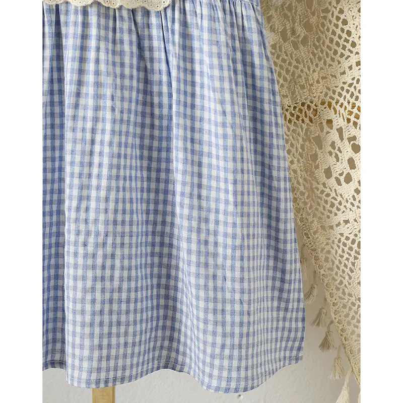 Baby Girls Dress Lace Collar Summer Kids Clothes Dress Grid Dress New Kids Baby Girls Sweet Cute Princess Children Clothes Dress