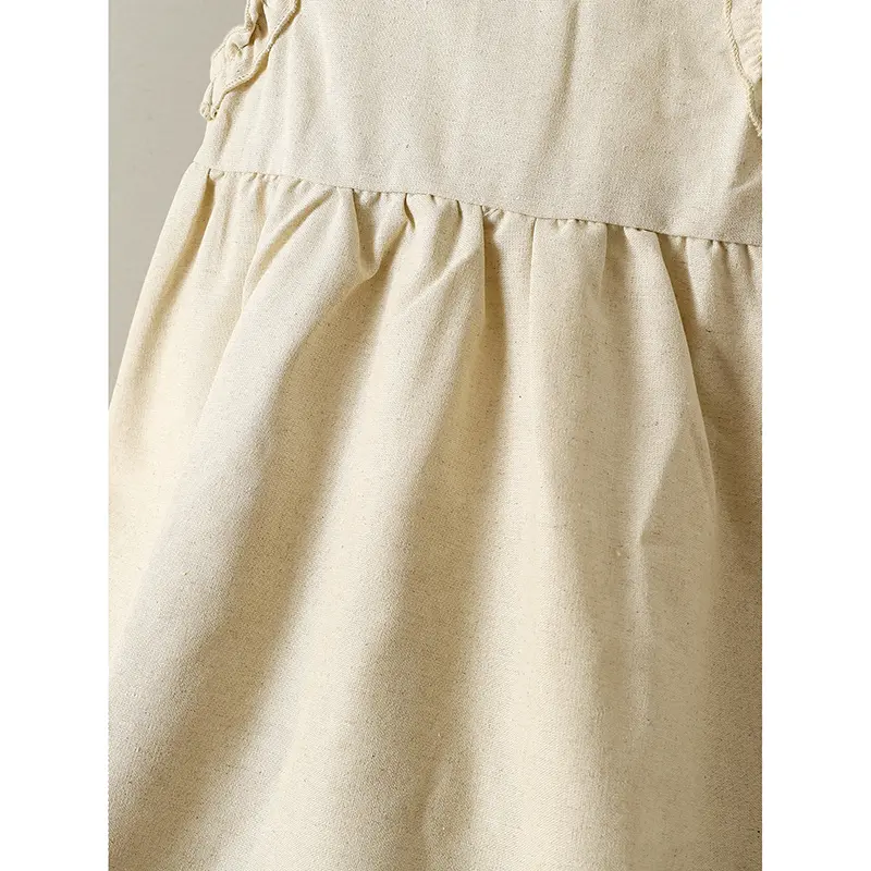 1-6Yrs Solid Linen Cotton Ruffle Sleeve Kids Dresses Summer Princess Party Dress Toddler Girl A-Line Sundress Baby Girl Dress