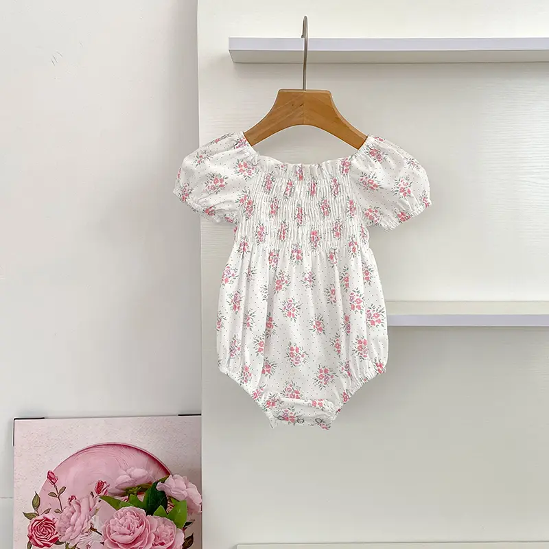 Summer Clothes Full Moon Baby Clothes Small Broken Flower Princess Triangular Baby Clothing Bodysuit Toddler Baby Girls Jumpsuit